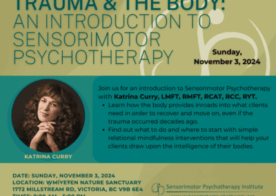 Trauma and the Body: The Theory and Practice of Sensorimotor Psychotherapy (Victoria, BC) | $165 – 6 CEs